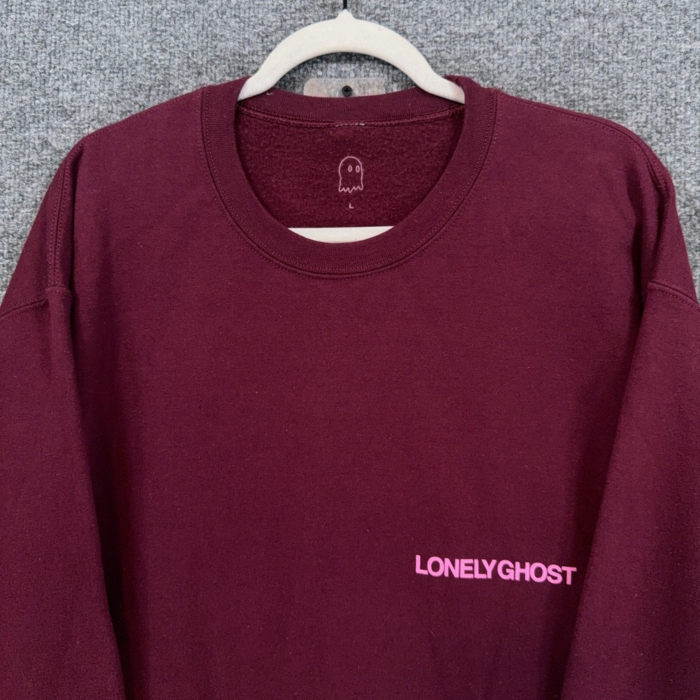 Lonely Ghost Sweatshirt Womens Large Maroon I Love You Say It Back Graphic Crew - Picture 3 of 8